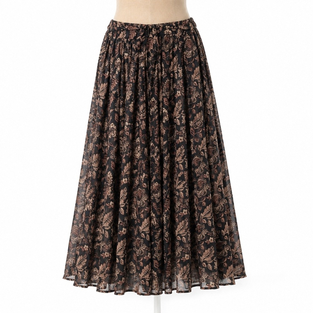 Vintage Y2K Floral Fairy Grunge Maxi Skirt Sz XL Brown Cottagecore Boho Romantic